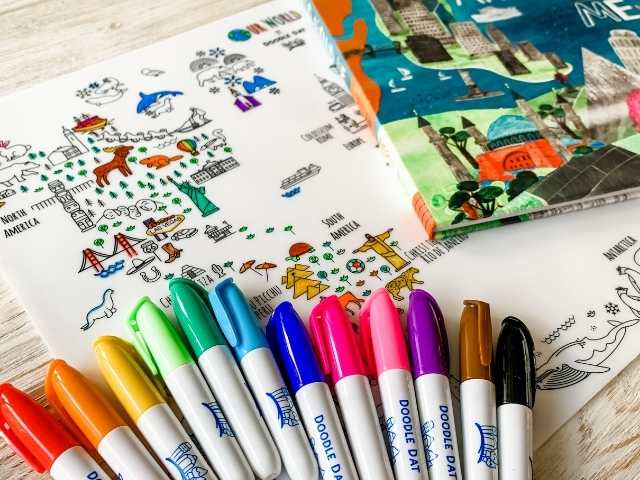 Reusable Colouring Mat by Doodle Dat - Educational Series - World Map