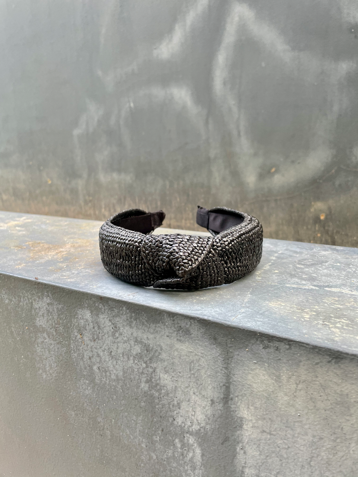 Natural Rattan Hairband (Black/Almond) - Assorted