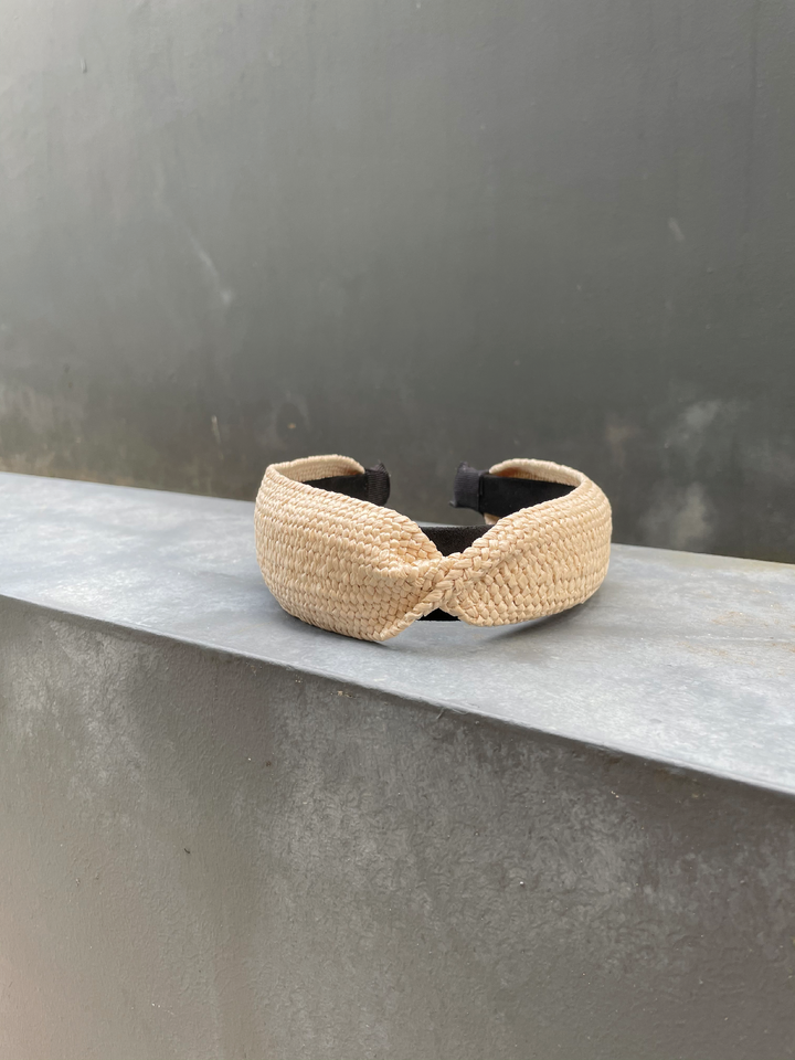 Natural Rattan Hairband (Black/Almond) - Assorted