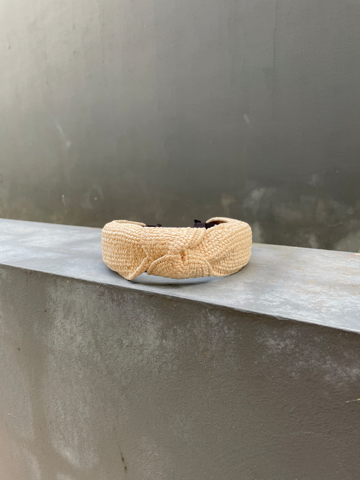 Natural Rattan Hairband (Black/Almond) - Assorted