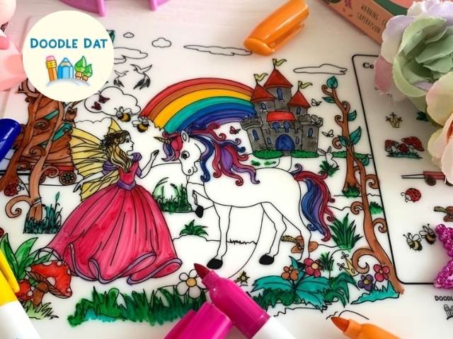 Party Pack Reusable Colouring Mat by Doodle Dat - Fairy