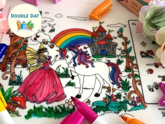 Party Pack Reusable Colouring Mat by Doodle Dat - Fairy